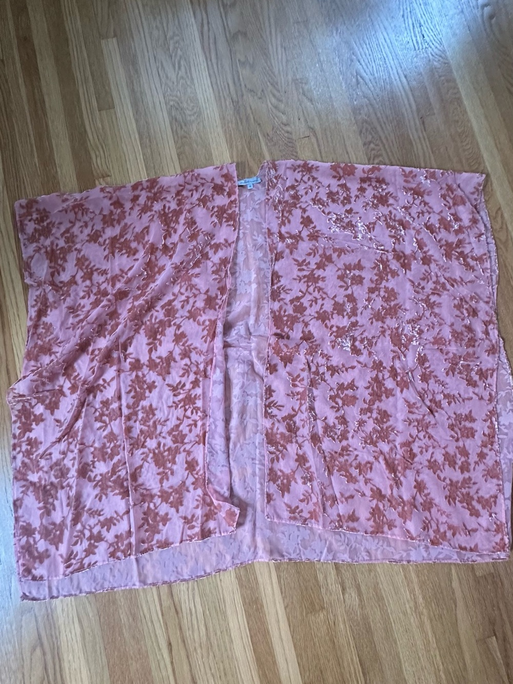 Pink Sheer Floral Kimono Cover-Up